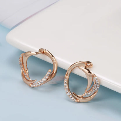 2021 Trend Earrings Micro Wax Inlay Natural Zircon Hollow Geometry Drop Earrings for Women Vintage 585 Rose Gold Jewelry