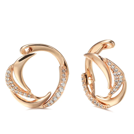 2021 Trend Earrings Micro Wax Inlay Natural Zircon Hollow Geometry Drop Earrings for Women Vintage 585 Rose Gold Jewelry