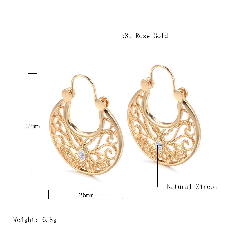 Earings Fashion Jewelry 2021 Ethnic Natural Zircon Flower Dangle Earrings for Women 585 Rose Gold Unusual Fine Jewelry