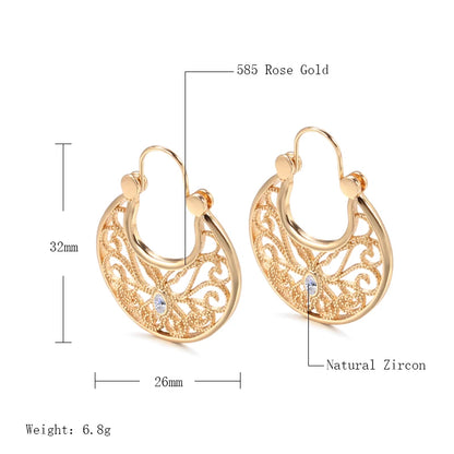 Earings Fashion Jewelry 2021 Ethnic Natural Zircon Flower Dangle Earrings for Women 585 Rose Gold Unusual Fine Jewelry