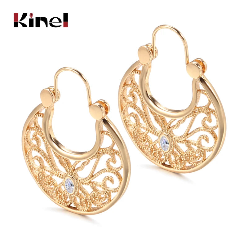 Earings Fashion Jewelry 2021 Ethnic Natural Zircon Flower Dangle Earrings for Women 585 Rose Gold Unusual Fine Jewelry