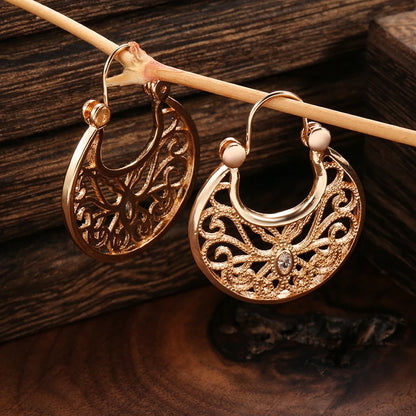 Earings Fashion Jewelry 2021 Ethnic Natural Zircon Flower Dangle Earrings for Women 585 Rose Gold Unusual Fine Jewelry