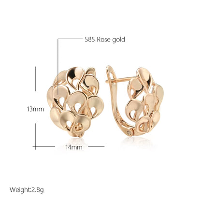 New Unusual Hollow Flower Drop Earrings for Women 585 Rose Gold Color Bridal Earrings Wedding Daily Fashion Ethnic Jewelry