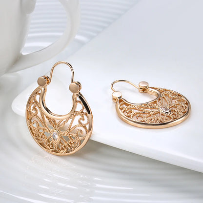 Earings Fashion Jewelry 2021 Ethnic Natural Zircon Flower Dangle Earrings for Women 585 Rose Gold Unusual Fine Jewelry