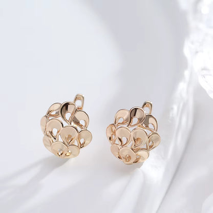 New Unusual Hollow Flower Drop Earrings for Women 585 Rose Gold Color Bridal Earrings Wedding Daily Fashion Ethnic Jewelry