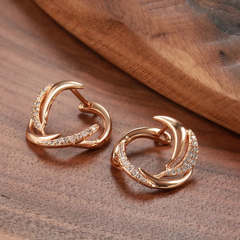 2021 Trend Earrings Micro Wax Inlay Natural Zircon Hollow Geometry Drop Earrings for Women Vintage 585 Rose Gold Jewelry