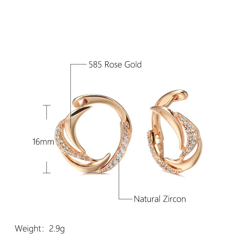 2021 Trend Earrings Micro Wax Inlay Natural Zircon Hollow Geometry Drop Earrings for Women Vintage 585 Rose Gold Jewelry